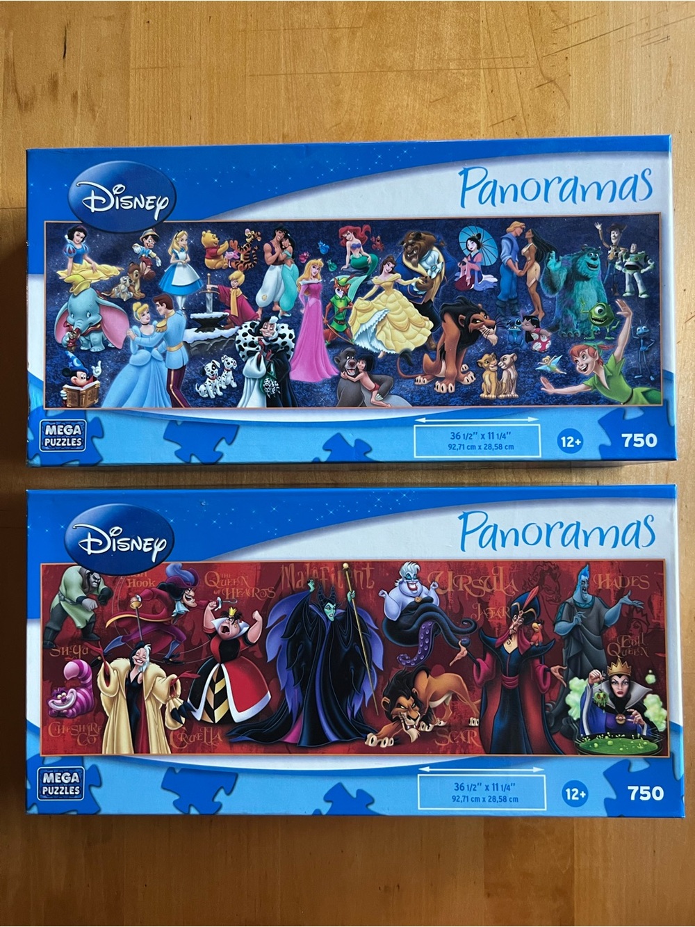 Disney Panoramas Puzzles — “Cast of Characters” & “Villains,” Collectible